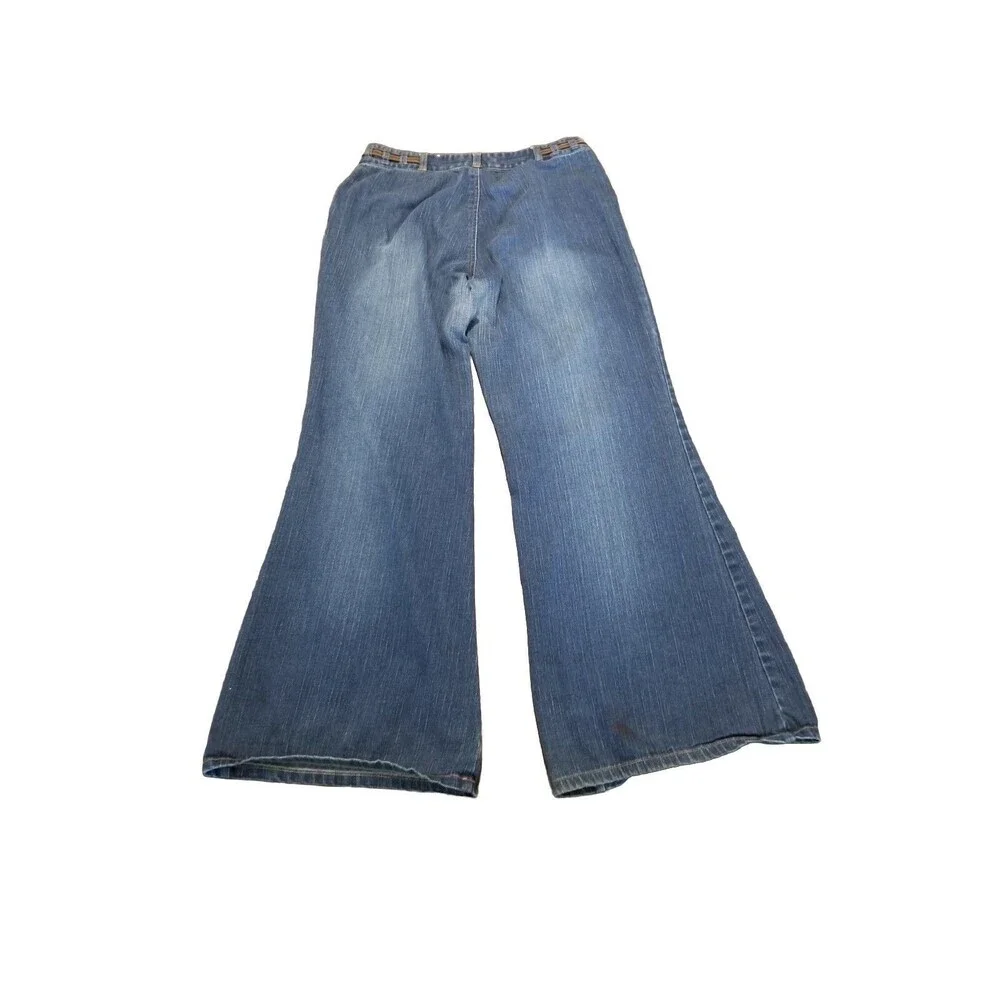 Solo Wide Leg Jeans Women Size 10 Medium Blue Wash Vintage Stretch Denim (32×32)